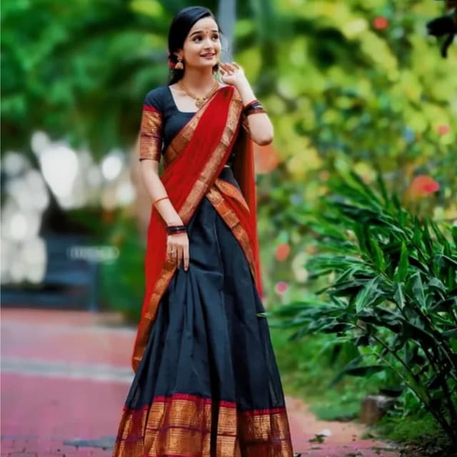 Black, Red, Gold Lehenga Choli
