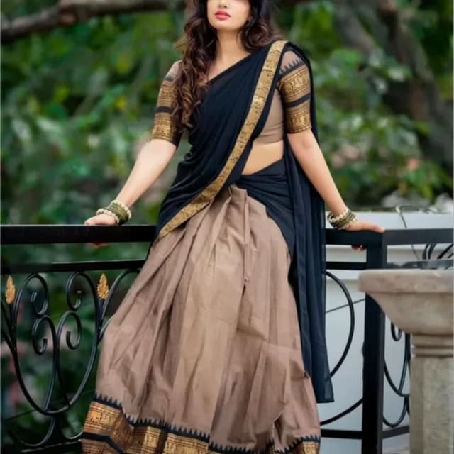 Black, Brown, Gold Saree