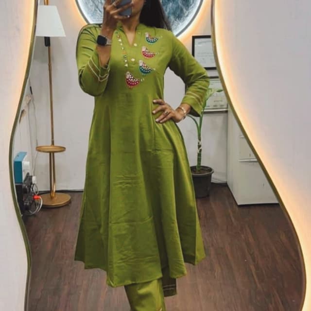 Olive Green Kurta with Pants