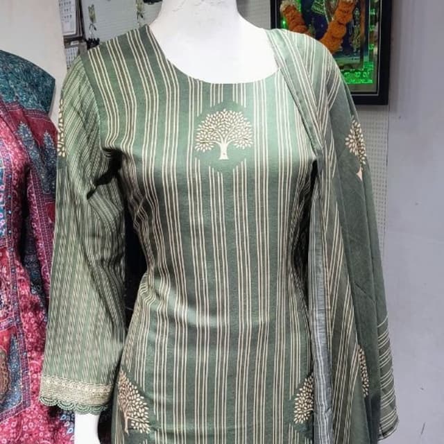 Green and Beige Kurta with Dupatta