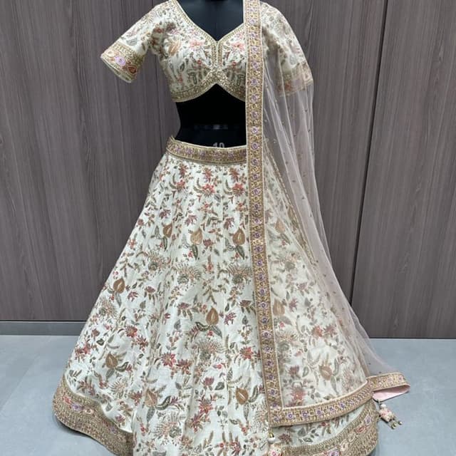 Ivory, Blush Pink, Gold, and Earthy Tones Lehenga Choli