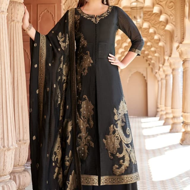 Black and Gold Salwar Kameez Suit