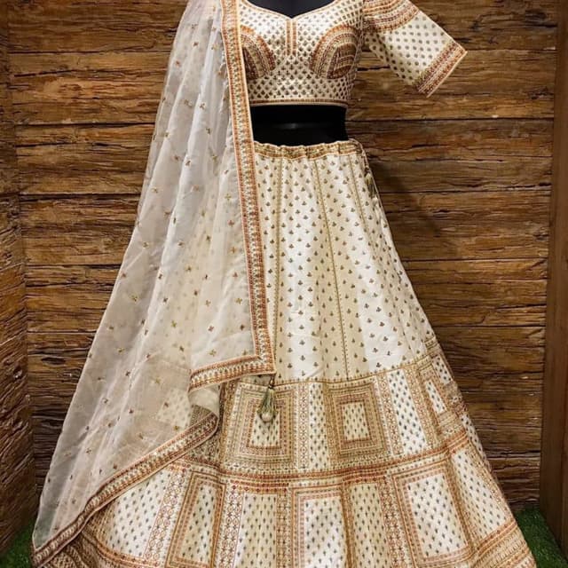 Ivory, Gold, and Maroon Lehenga Choli