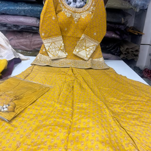 Mustard Yellow with Gold accents Sharara Suit