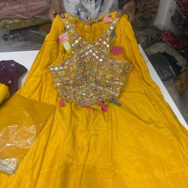 Yellow, Multicolor Lehenga Choli