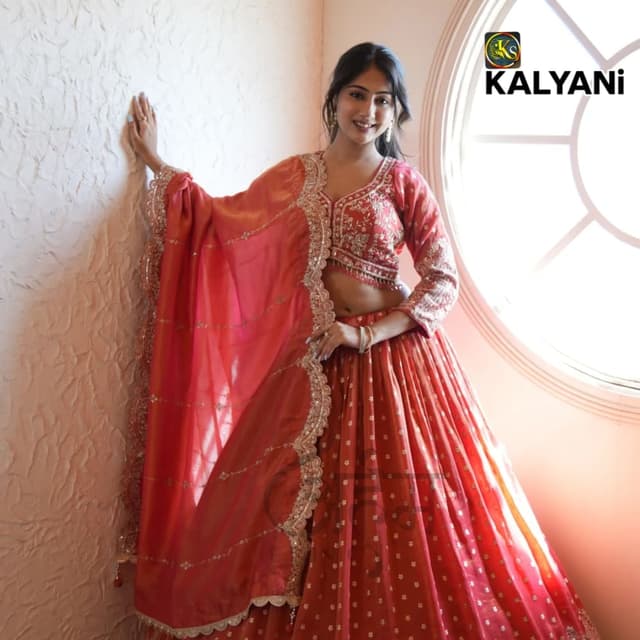 Red, Gold Lehenga Choli
