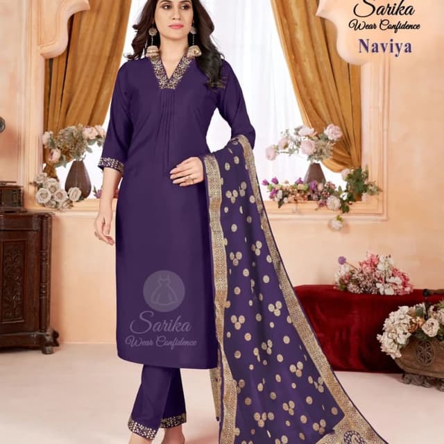 Purple and Gold Salwar Kameez