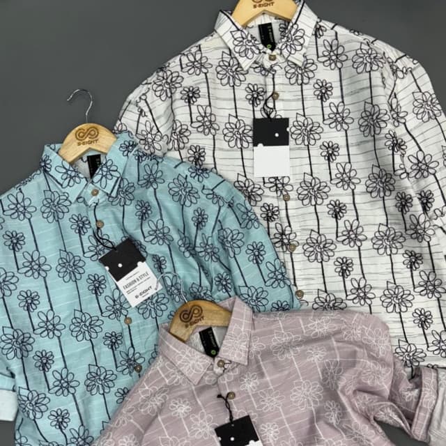 White, Light Blue, Pink, Black Shirt