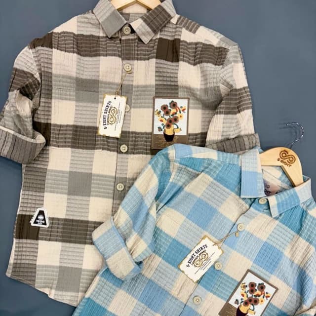 Brown, Gray, Beige and Blue, White Shirt