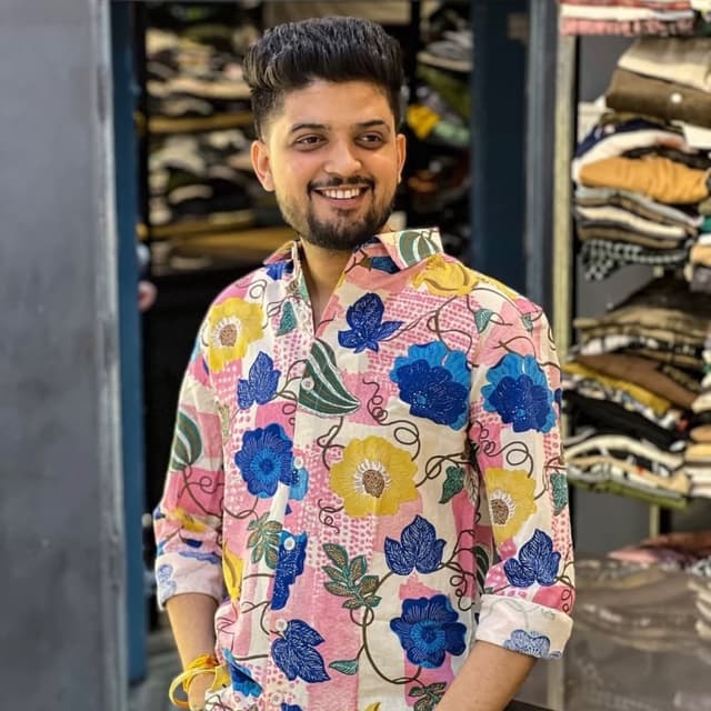 Pink, white, yellow, blue, green Shirt