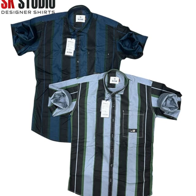 Blue, Black, Green, and White Shirt