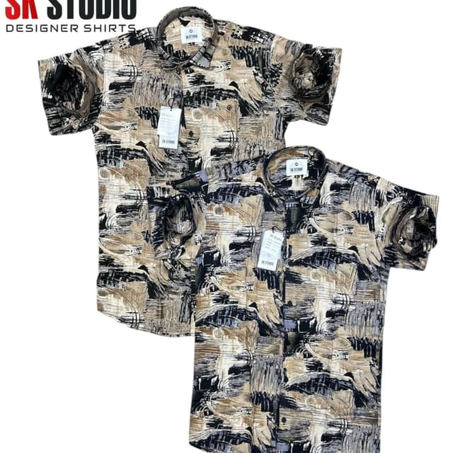 Brown, Black, Beige Shirt