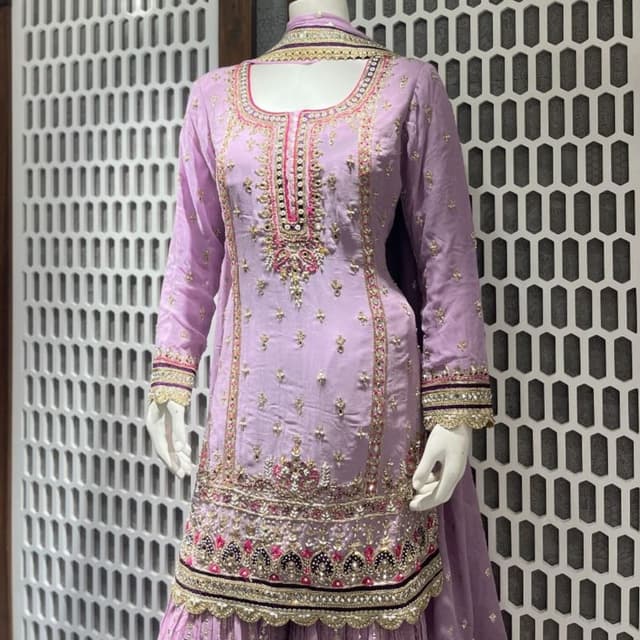 Lavender, Pink, Gold, Black Salwar Kameez