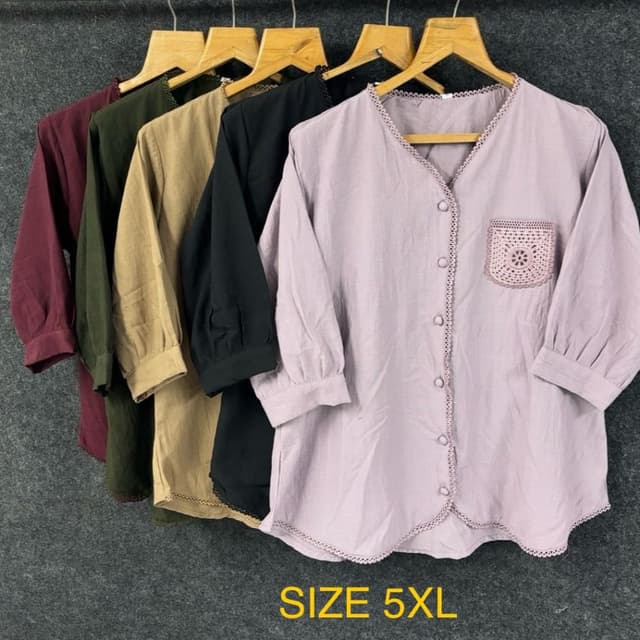 Burgundy, olive green, tan, black, and lavender Blouse