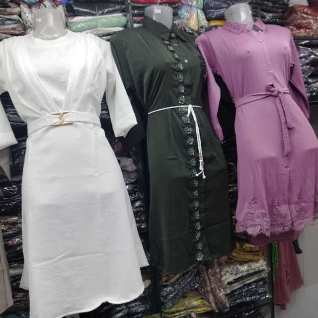 White, Green, Purple Dress