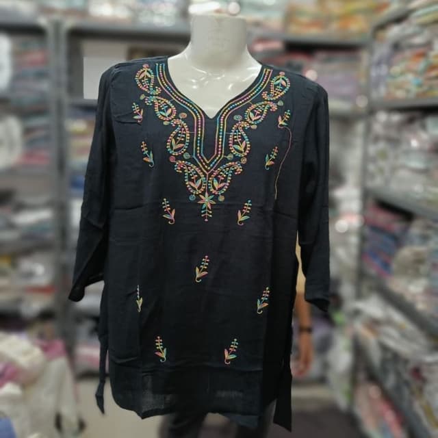 Black with multicolored embroidery Tunic