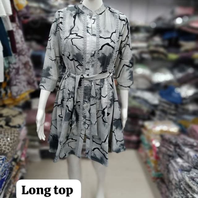 Gray and Black Long Top