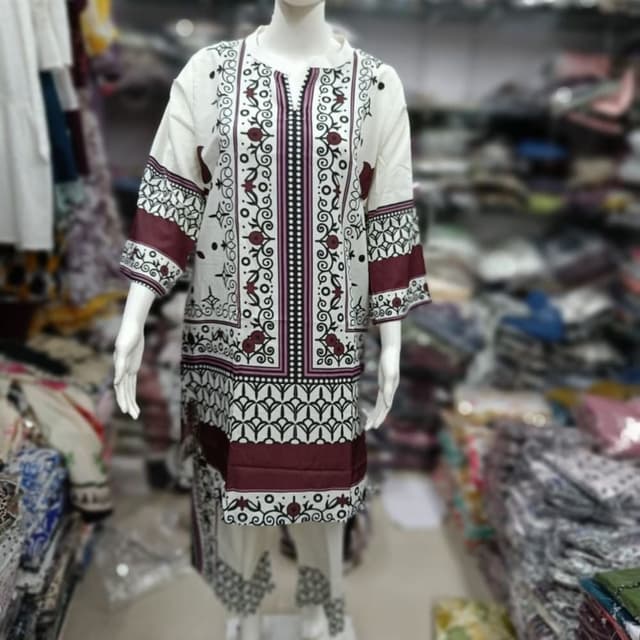Off-white, Maroon, Black Kurta with matching trousers