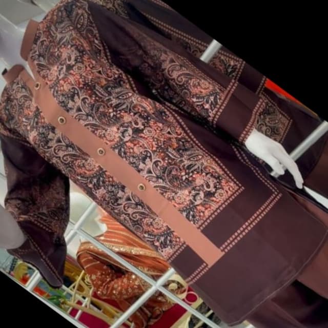 Brown, Beige, Peach, Black Kurta