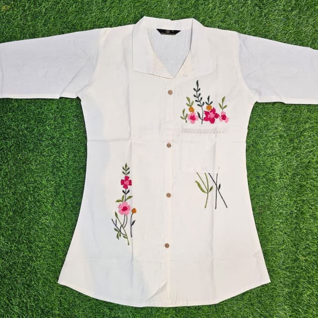 White with multicolor embroidery Shirt