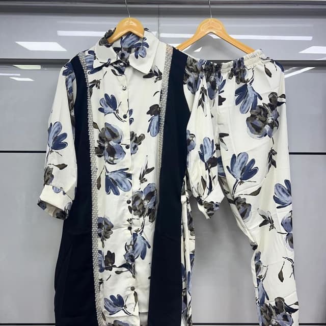 Ivory, Navy, Gray, Black Coordinated Set