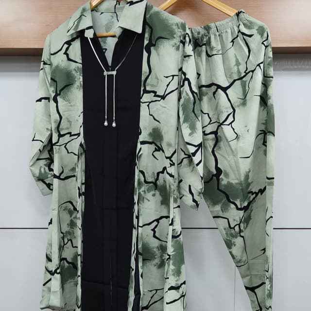 Sage green, black, and white Coordinated set