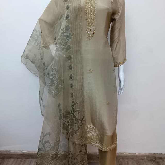 Champagne and Grey Salwar Suit
