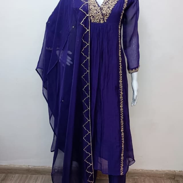 Deep Blue and Gold Salwar Kameez with Dupatta