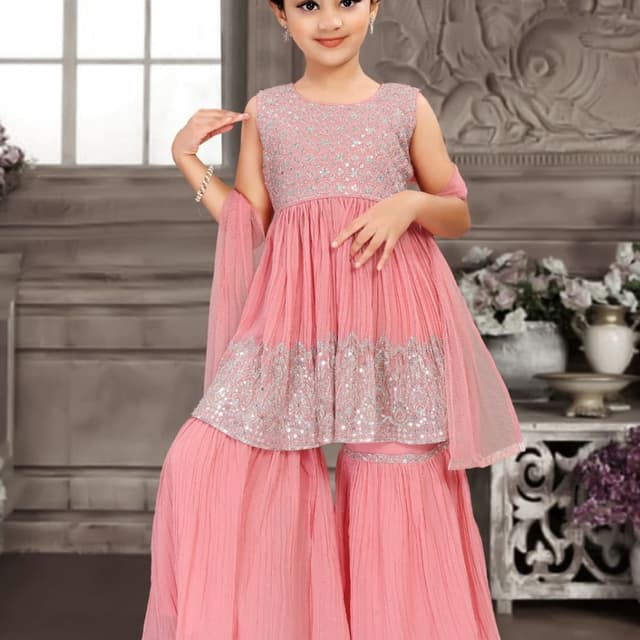 Pink with Silver Sharara Suit