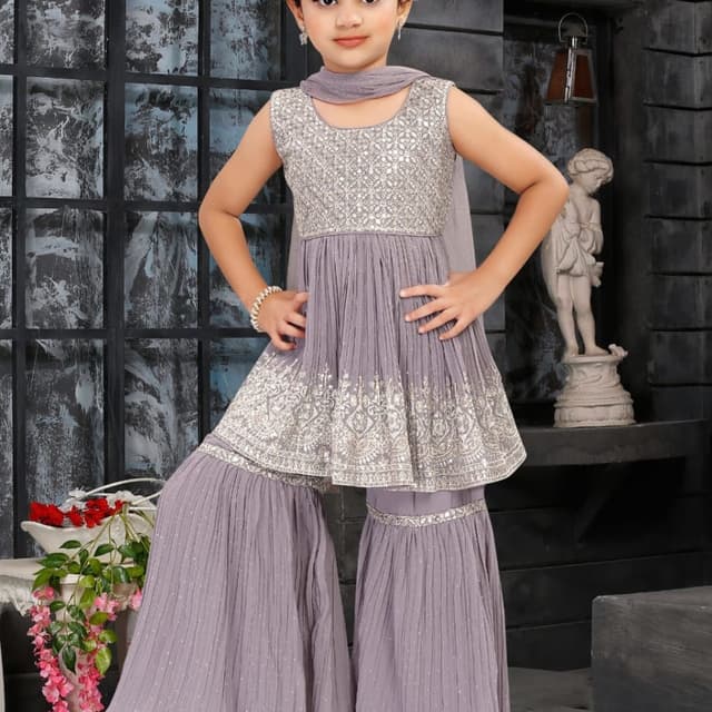 Lavender and Silver Sharara Suit