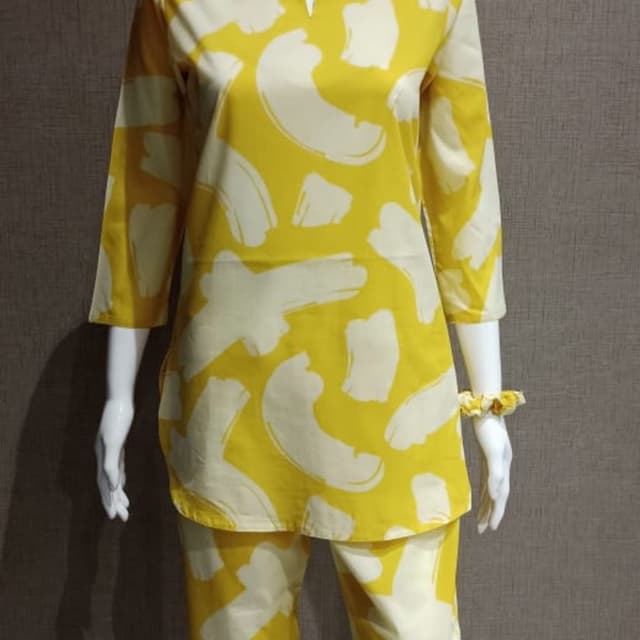 Yellow and white Pajama set