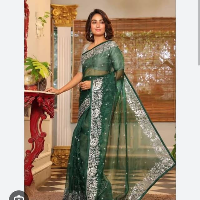 Emerald Green and Silver Saree
