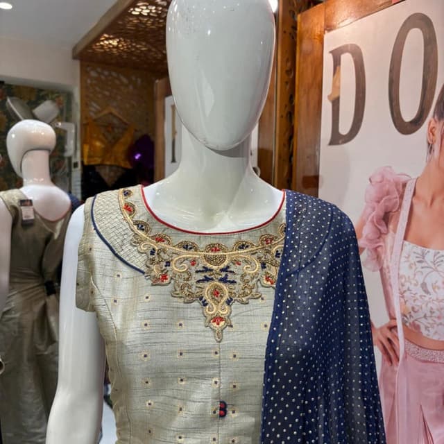 Silver, Blue, Red, Gold Salwar Kameez