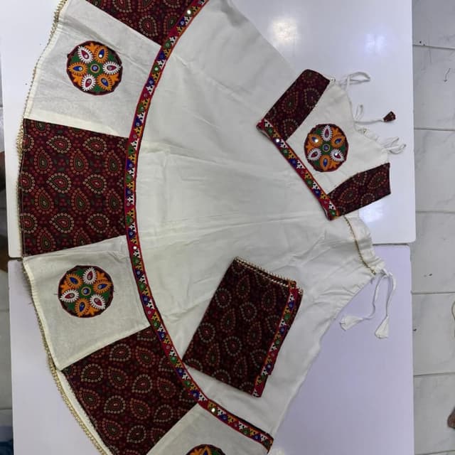 White, Maroon, Multicolor Lehenga Choli