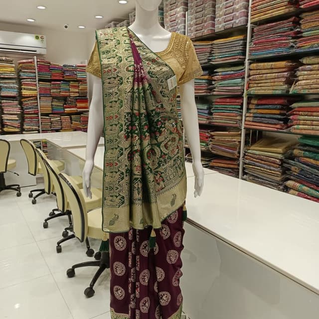 Green, Gold, Maroon Saree