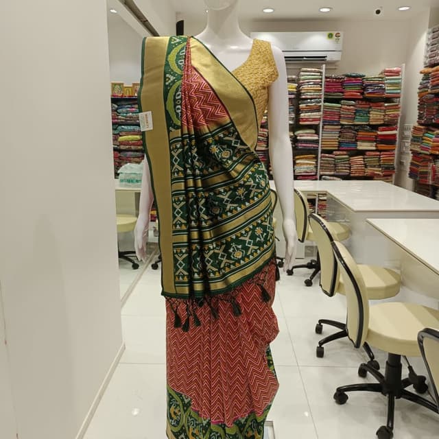 Green, Red, Gold Saree