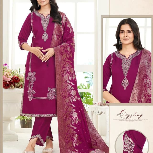 Magenta, Silver Salwar Suit