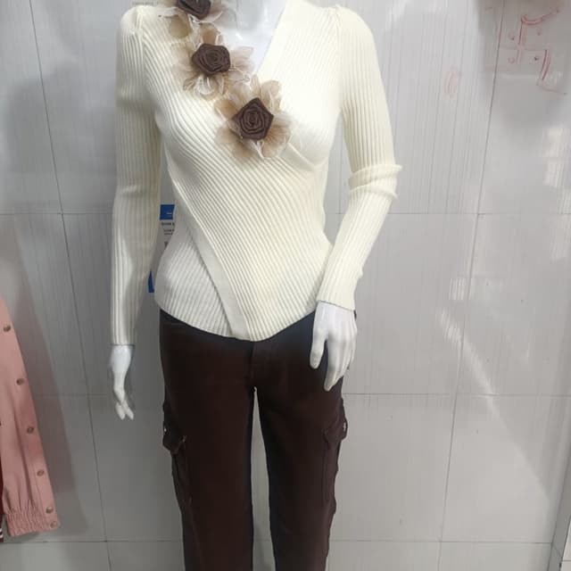 Ivory and Brown Sweater