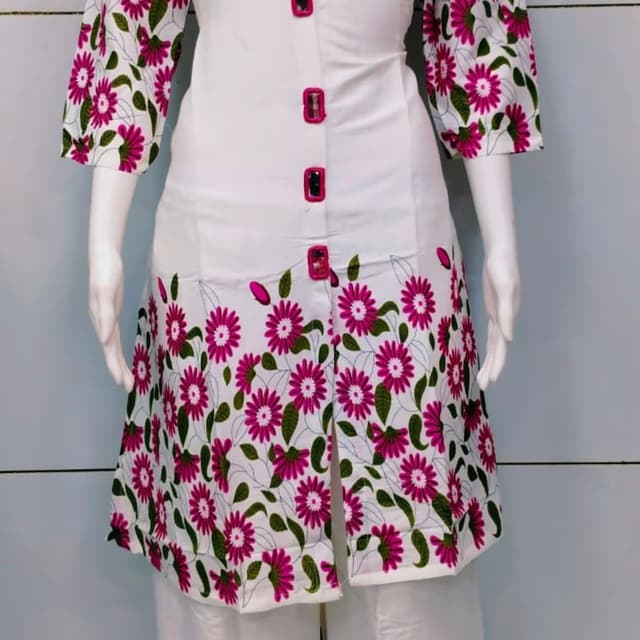 White, Pink, Green Kurti