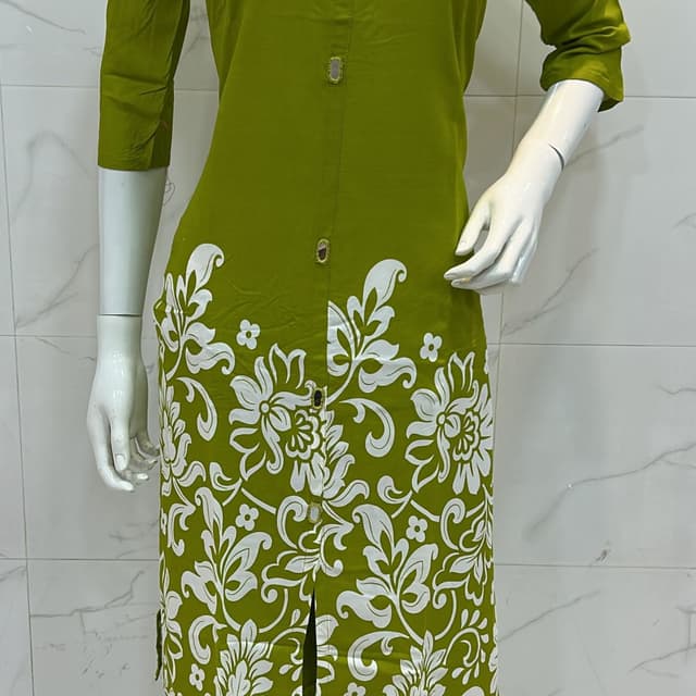 Green and White Kurti