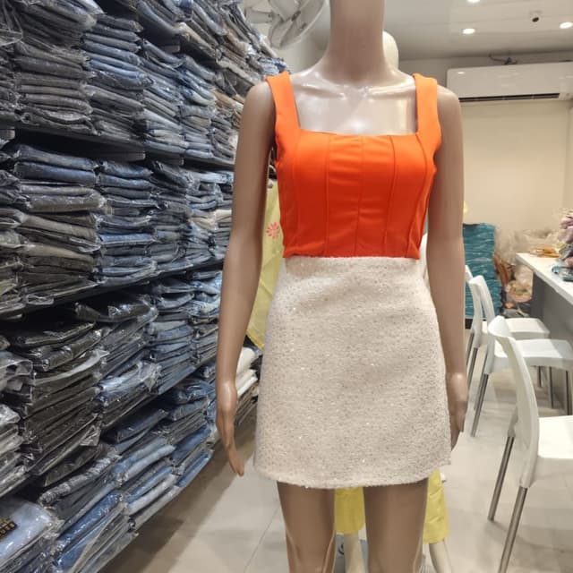 Orange and White Top and Skirt