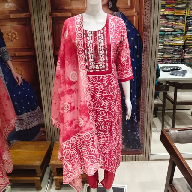 Red and White Salwar Suit
