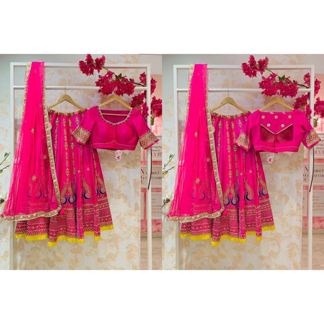 Hot Pink, Gold, Yellow, Blue Lehenga Choli
