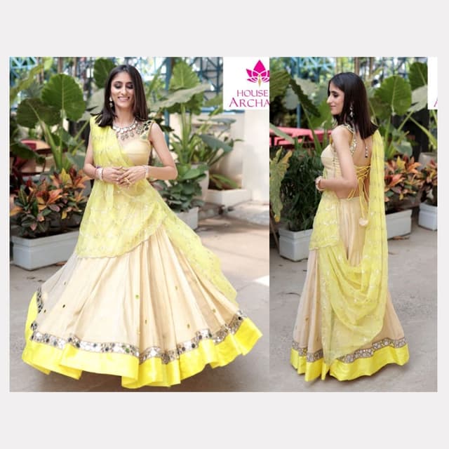 Cream, Yellow, Silver Lehenga Choli