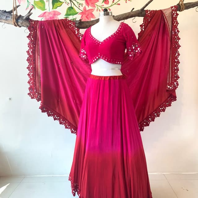 Pink and Red Lehenga Choli