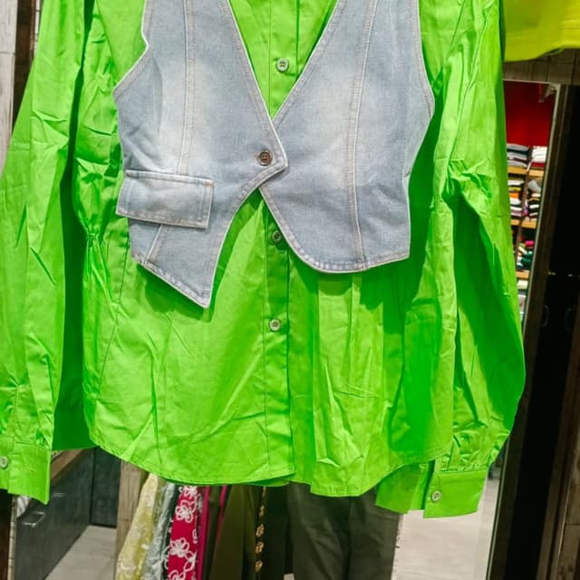 Green and Light Blue Shirt and Vest
