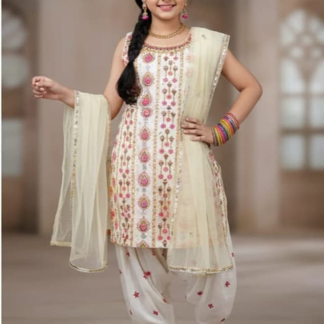 Ivory, Pink, Gold Salwar Kameez