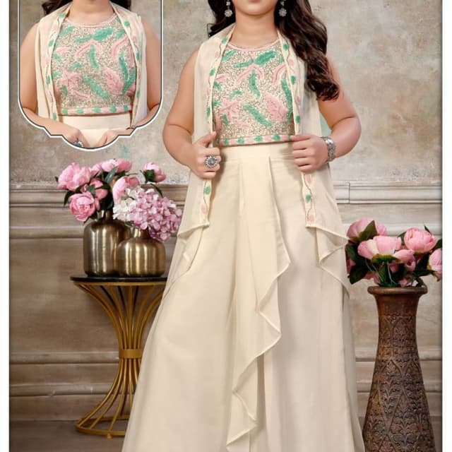 Ivory, Pink, Green, Gold Lehenga Set