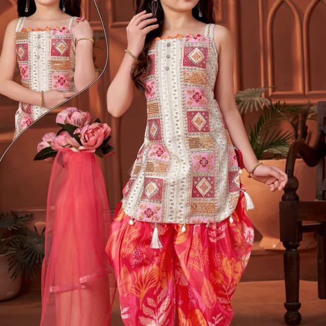 Ivory, Pink, Red, and Gold Salwar Suit