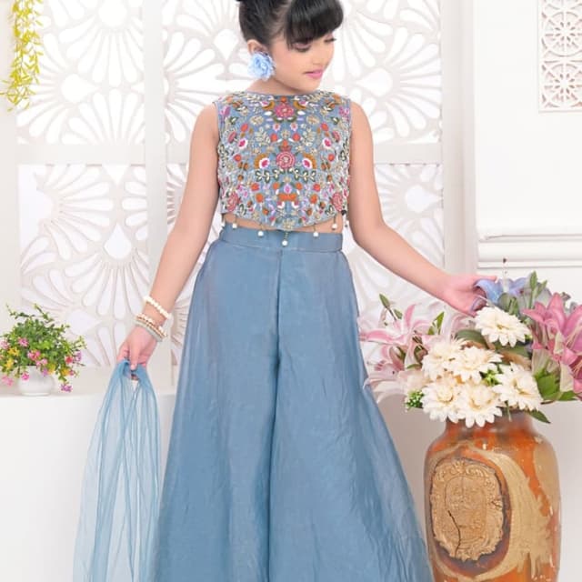 Blue, Multi-color Lehenga Set